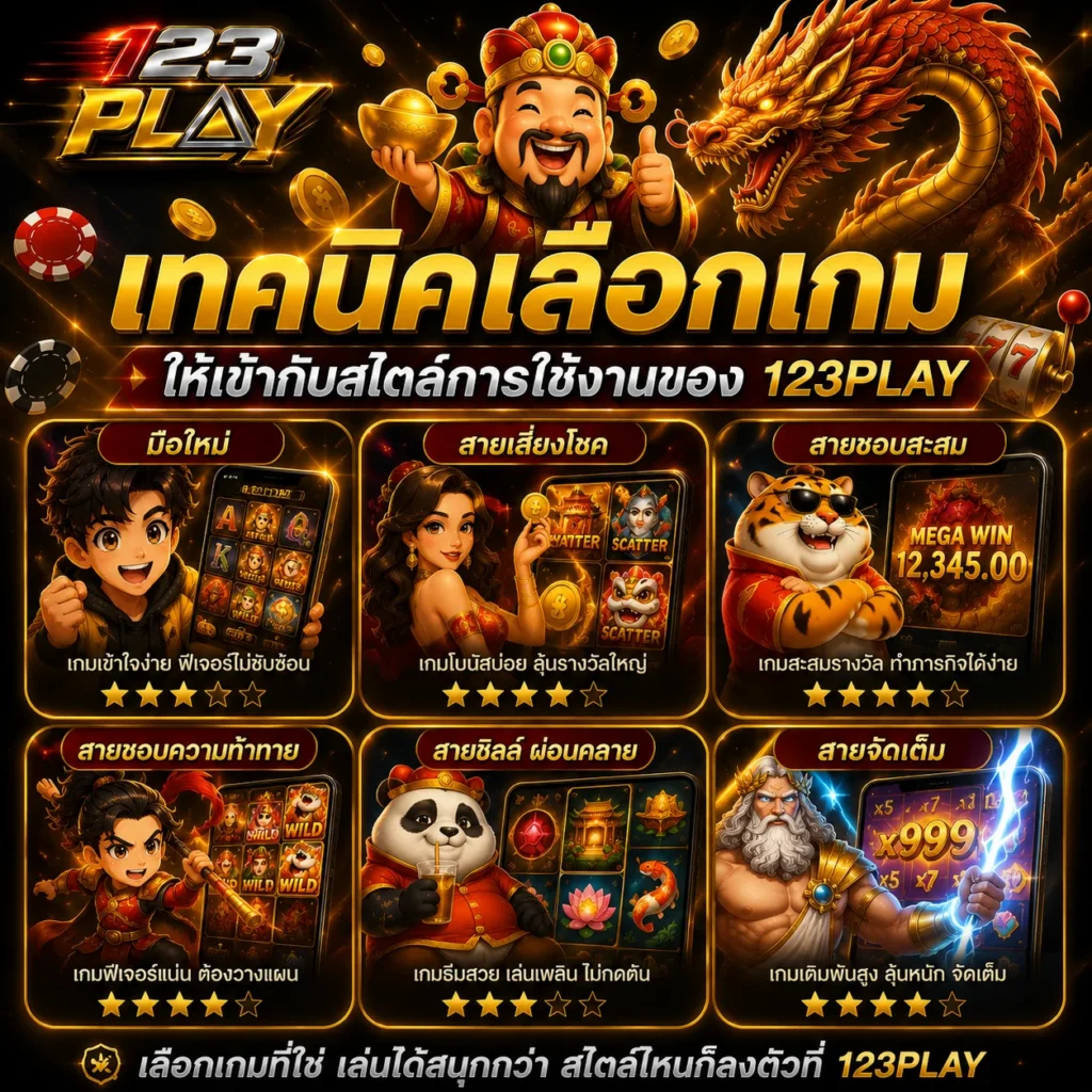 123play เทคนิคเลือกเกมให้เข้ากับสไตล์การใช้งาน